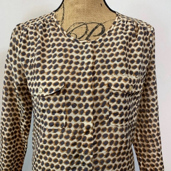 Loft Leopard Print Silk Blend Blouse Size Small - Picture 3 of 6